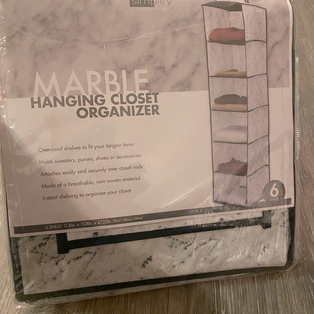 Marble Pattern Hanging Closet Organizer, 6 Shelves